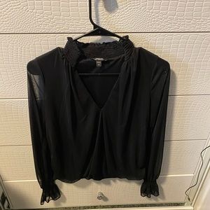 Never worn, express vneck blouse with mesh detail